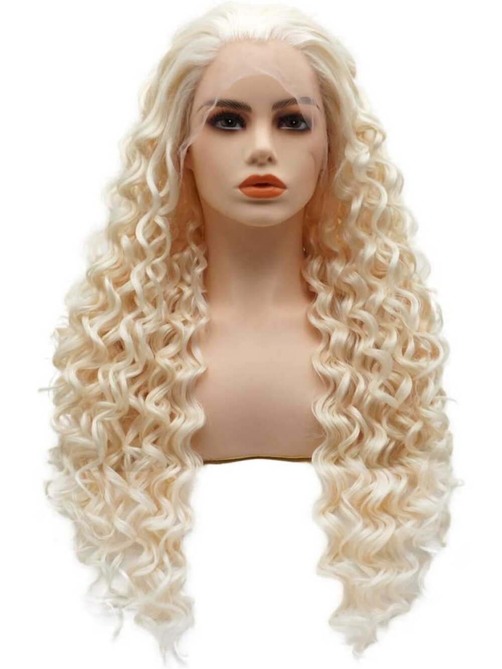 Curly 26" Synthetic Lace Front Wig - Blonde & White Mix, Natural Look, Stylish